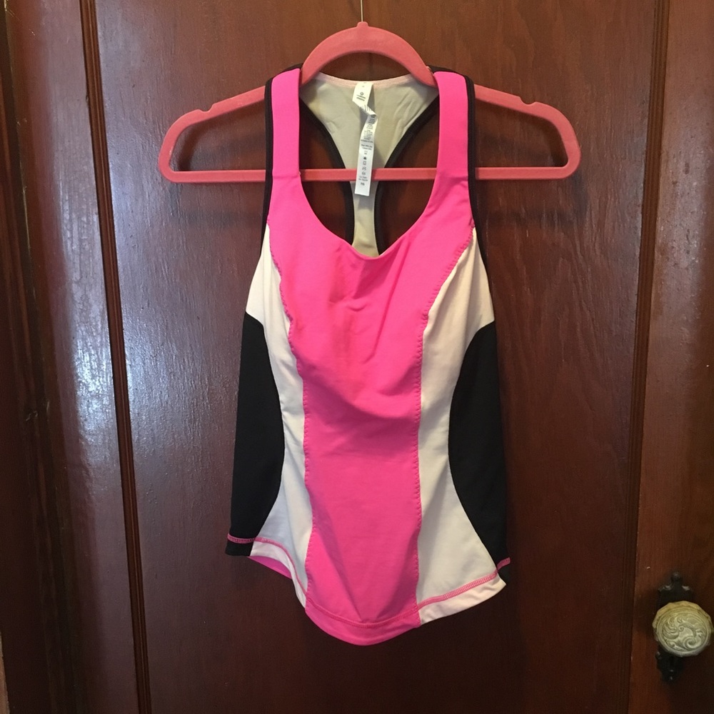 Lululemon Athletica pink/black racerback tank top